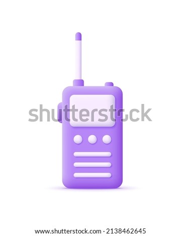 3D Walkie talkie isolated on white background. Communications device. Can be used for many purposes. Trendy and modern vector in 3d style.