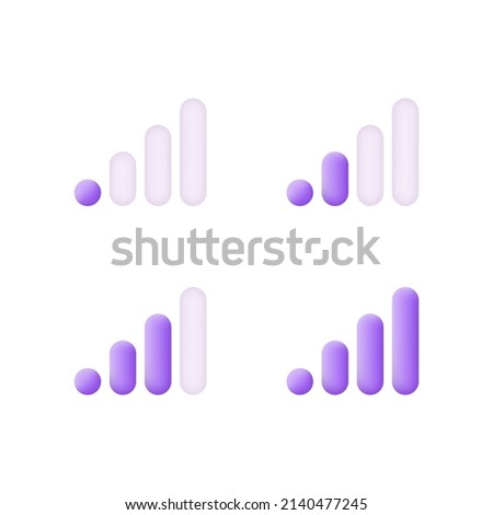 3D Wifi signal isolated on white background. Signal strength indicator template. Internet concept. Wi-Fi icon levels. Can be used for many purposes. Trendy and modern vector in 3d style.