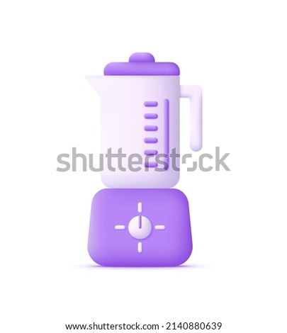 3D Blender isolated on white background. Home appliances icon. Kitchen concept. Can be used for many purposes. Trendy and modern vector in 3d style.