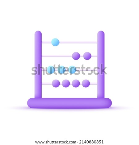 3D Abacus icon isolated on white backround. Education and school element, math concept. Can be used for many purposes. Trendy and modern vector in 3d style.