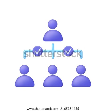 3d Hierarchy Icon isolated on white background. Enterprise management subordinate structure. Delegating, assignment, distribution. Business concept. Can be used for many purposes. Vector in 3d style.