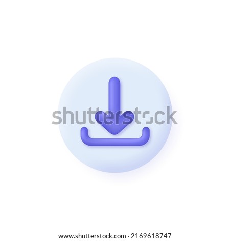 3D Download icon isolated on white background. Can be used for many purposes. Trendy and modern vector in 3d style.