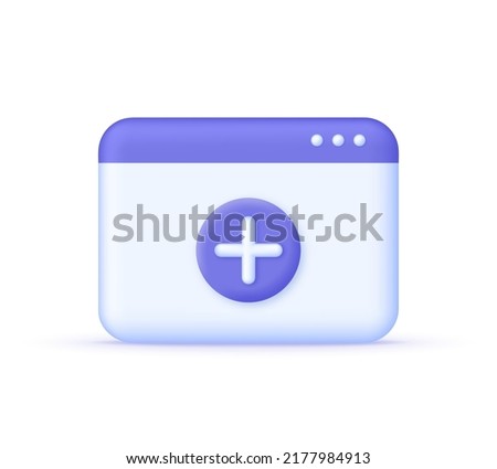 3D Add new document isolated on white background. Page plus icon. Can be used for many purposes. Trendy and modern vector in 3d style.
