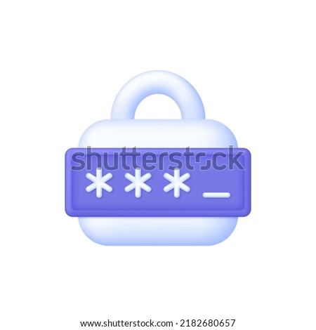 3D Pin code password protection concept. Cyber security to Protect Personal Data. Padlock and password icons. Can be used for many purposes. Trendy and modern vector in 3d style.