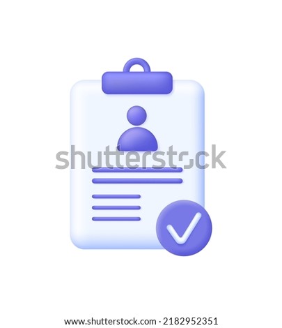 3D Medical blank and check mark isolated on white background. Medical outline pictogram. The concept of prescribing a dose of pills. Can be used for many purposes. Vector in 3d style.