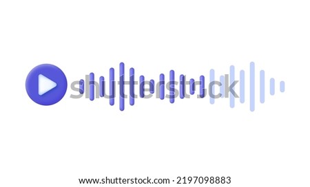 3D Voice message with play icon and speech sound wave isolated on white background. Audio chat element. Message bubble for social media. Can be used for many purposes. Trendy vector in 3d style