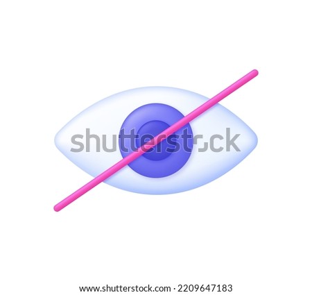 3D Hide icon. Invisibility concept. No view. Off. Unseen sign. Trendy and modern vector in 3d style.