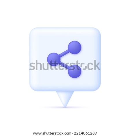 3D Share icon on Speech Bubble. Share icon in simple design. Can be used for many purposes. Trendy and modern vector in 3d style.