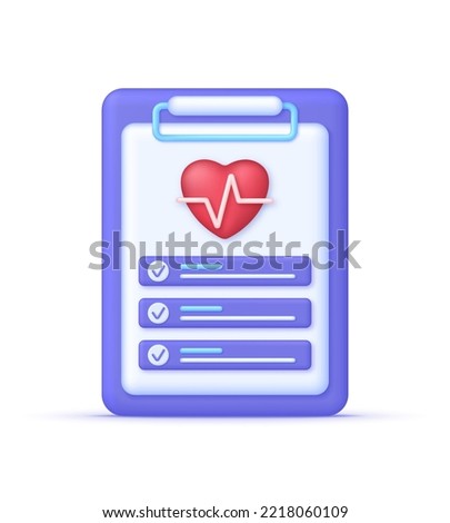 3D Health insurance illustartion. Medical Health Check up. Monitoring health condition. Healthcare, finance and medical service. Trendy and modern vector in 3d style.