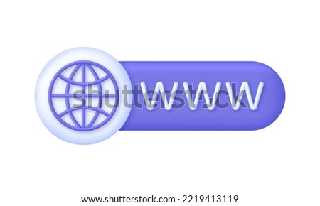 3D Hyperlink icon. Search WWW sign. Web hosting technology. Browser search website page. Trendy and modern vector in 3d style.