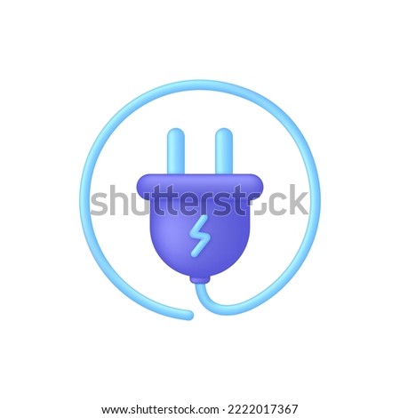 3D Green energy illustration. Alternative energy concept, clean energy production methods. Renewable energy concept. Eco green electric plug with leaves icon. Modern vector in 3d style.