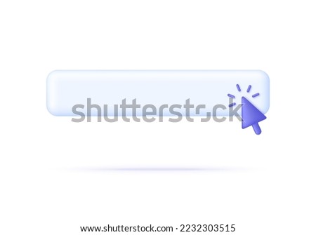 3D Search bar icon. Click here web button icon. Computer mouse cursor. Button with arrow clicking. Trendy and modern vector in 3d style.