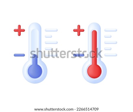 3D Thermometer icon. Meteorological thermometers measure heat and cold. Forecast, climate and meteorology icons. Temperature. Trendy and modern vector in 3d style.