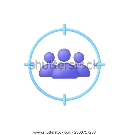3D Target audience icon. Customer attraction campaign, advertising. Trendy and modern vector in 3d style.