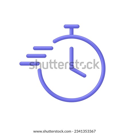 Quicktime icon. Stop watch symbol, time period concept, opening hours, fast timely delivery, express and urgent services, deadline and delay. Trendy and modern vector in 3d style.