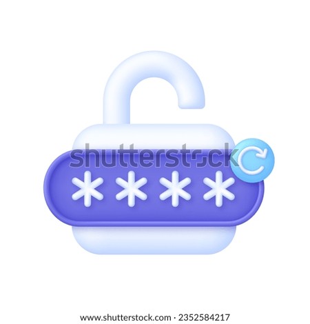 3D Password reset illustration. Update personal data concept. Getting a new username and password for an account. Information protection, security in the Internet. Trendy and modern vector in 3d style