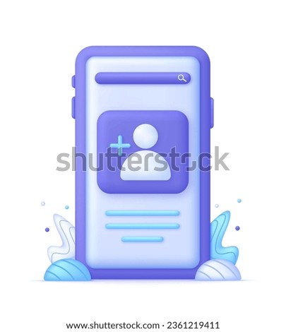 3D Add friend illustration. Add user icon. Create group symbol. New profile account. People icon and plus. Avatar, human, person, people icon. Trendy and modern vector in 3d style.