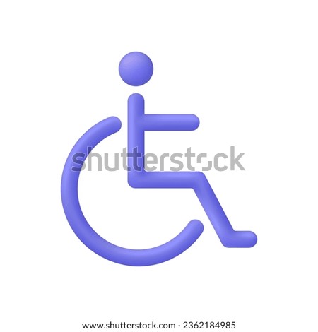 3D Invalid carriage icon. A disabled person in a wheelchair. Modern vector in 3d style.