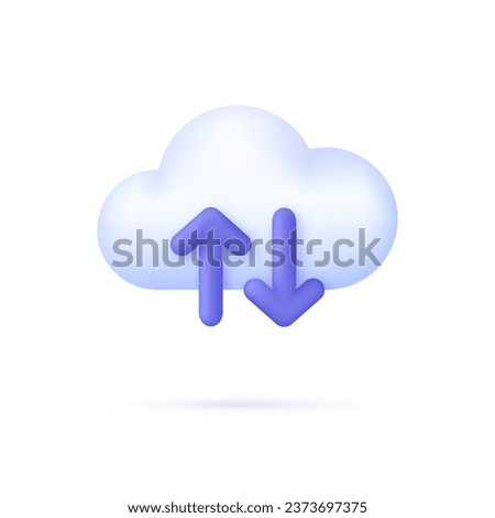 3D 3D Cloud computing upload and download data online service. Data storage. Technology concept. Trendy and modern vector in 3d style.