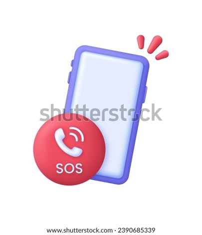 3D SOS Emergency icon. Emergency alarm. SOS help service. Trendy and modern vector in 3d style.