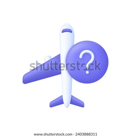 3D Flight status concept icon. Unknown. Concept of information icon for airline or terminal board. Travel icon. Trendy and modern vector in 3d style