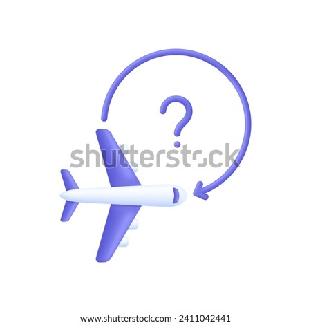 3D Flight status concept icon. Unknown. Concept of information icon for airline or terminal board. Travel icon. Trendy and modern vector in 3d style