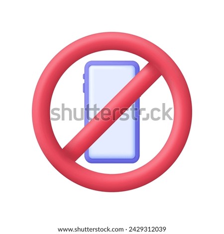 3D No phone sign. Mobile phone is prohibited. Trendy and modern vector in 3d style