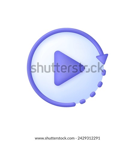 3d Play icon with arrow. Player concept button. Click, push the button, start, forward, record, stop audio or video. Trendy and modern vector in 3d style