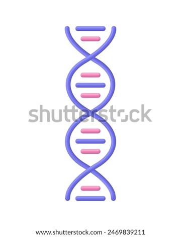 3D DNA icon. Two strands spiraling. Molecular Chemistry, Physics Science concept. Trendy and modern vector in 3d style