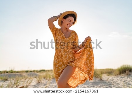 Similar – Image, Stock Photo Woman in stylish outfit at a car parking