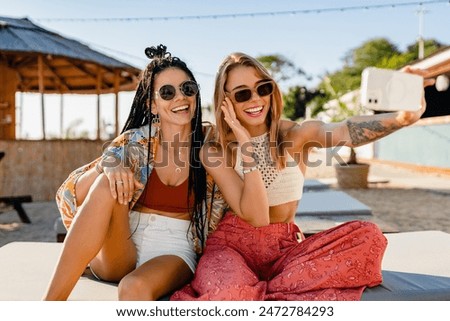 Similar – Image, Stock Photo Afro woman enjoying summertime and eating an ice-cream