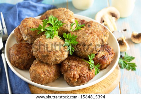 Similar – Image, Stock Photo Meatballs With Mushrooms And Quinoa