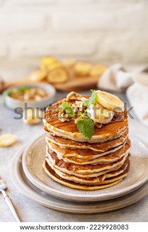 Similar – Image, Stock Photo Breakfast with pancakes and fruit on the table