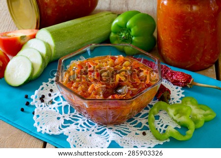 Natural homemade sauce of tomatoes and zucchini
