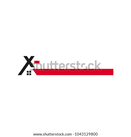letter X and home icon. vector logo template.