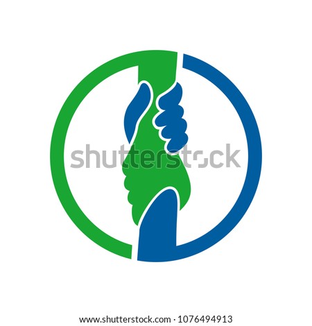 two hand vector logo. symbol of care and help.