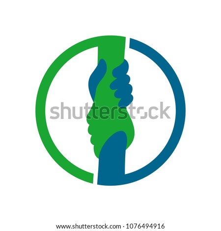 two hand vector logo. symbol of care and help.