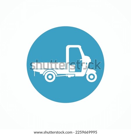 Three wheeler. Rick Shaw Sign. Taxi or parking logo. Tuk tuk. Minimalist design. Vector Illustration.