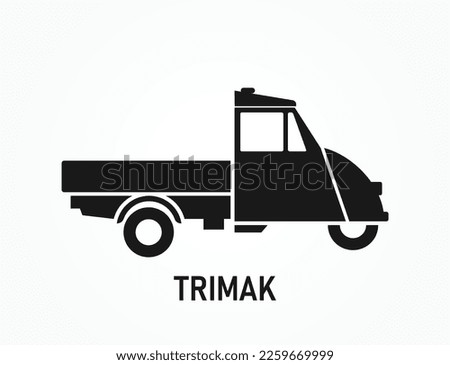 Three wheeler. Rick Shaw Sign. Taxi or parking logo. Tuk tuk. Minimalist design. Vector Illustration.