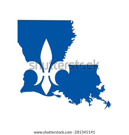 Louisiana USA State map. Fleur de lis symbol. logo template icon vector