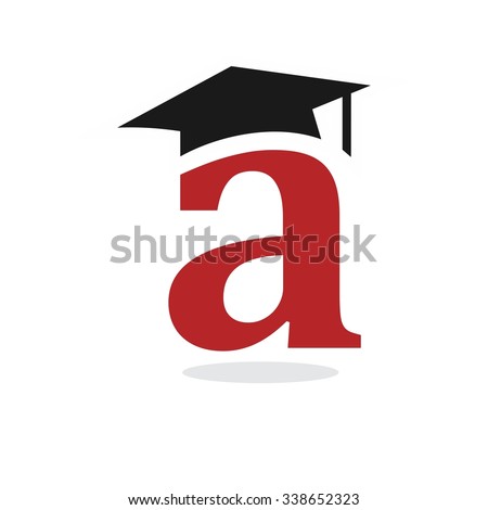 letter a with graduation cap logo vector.