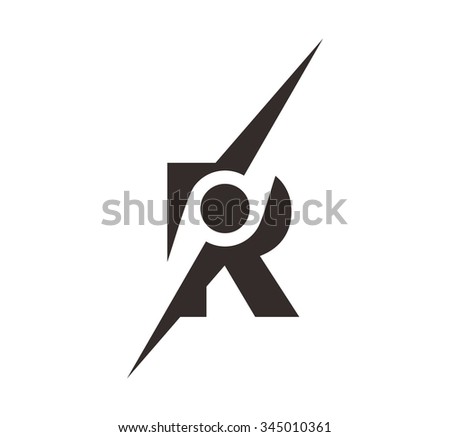 letter r with symbol of compass. logo vector.