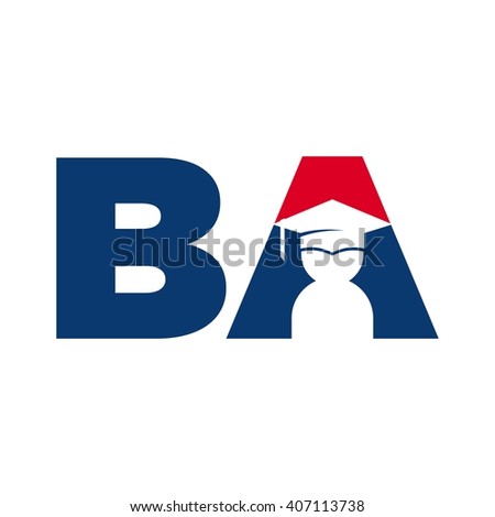 graduation of student. logo vector. letter B and A logo.