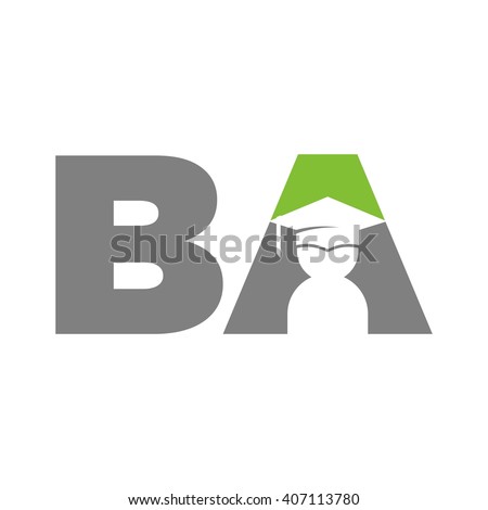 graduation of student. logo vector. letter B and A logo.