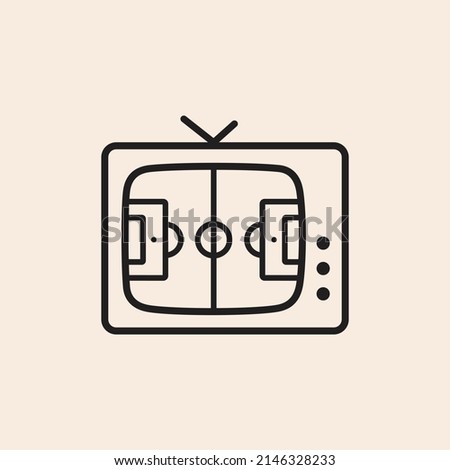 Vector outline Soccer - Football TV Field icon. Ready to use in multiple projects like websites, apps, shops, videos, games, sport equipment, marketing among others.