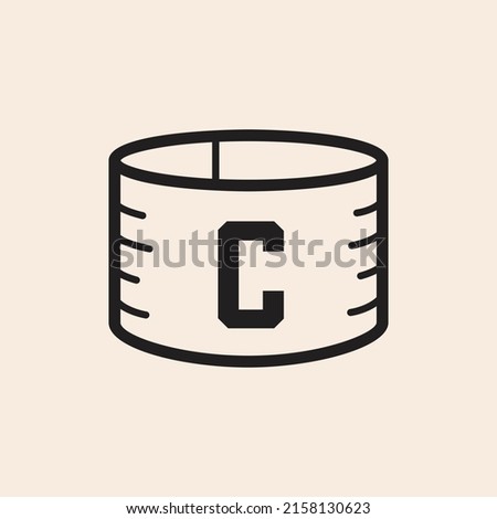 Iconic outline vector Soccer - Football Captain Armband with letter C. Ready to use in multiple projects like websites, apps, shops, videos, games, sport equipment, marketing among others. Foto stock © 