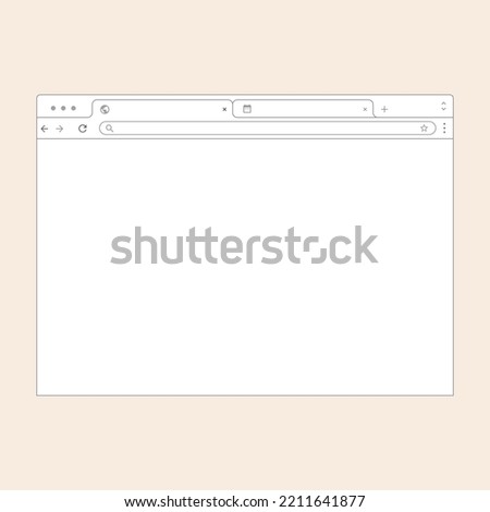 Editable browser wireframe with address bar and navigation tabs ready for ux and ui projects.