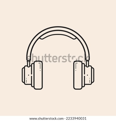 Over-Ear Headphones outline icon with headband, ear pads and detail reflexes lines.