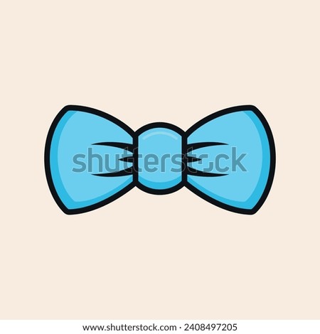 Cute blue bow tie with reflexes iconic vector line art