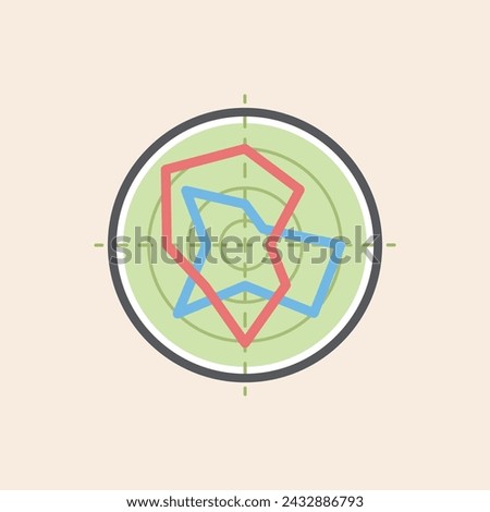 Green circular Heuristic Review graph filled icon with axis and selected area